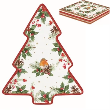 Porcelán fenyőtálca 20,5x25,5cm, dobozban, Christmas Berries, R2S.1481CHBE