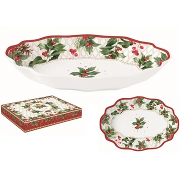 Porcelán ováltál 24,5x17x4,5cm, dobozban, Christmas Berries, R2S.1487CHBE