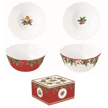 Porcelán tálkaszett 2 db-os, 14x6cm, dobozban, Christmas Berries, R2S.1490CHBE