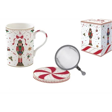 Porcelán szűrősbögre tetővel, 350ml, dobozban, Nutcracker Twist, R2S.105NTWI