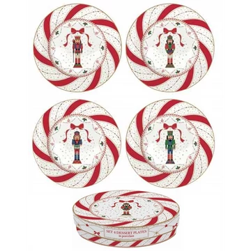 Porcelán desszerttányérszett 4db-os, 19cm, dobozban, Nutcracker Twist, R2S.924NTWI
