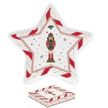 Porcelán csillagtálca 19,5cm, dobozban, Nutcracker Twist, R2S.1324NTWI