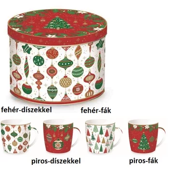 Porcelánbögre 350ml, fémdobozban, Jingle Bells, Coffee Mania, R2S.119JING