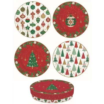 Porcelán desszerttányérszett 4db-os,19cm dobozban, Jingle Bells, R2S.924JING
