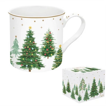 Porcelánbögre 300ml, dobozban, Festive Trees, R2S.1477FTRE