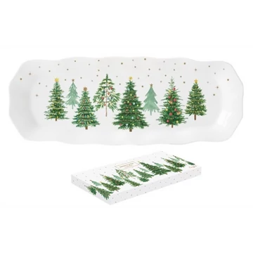 Porcelántálca 37x14cm, dobozban, Festive Trees, R2S.1482FTRE