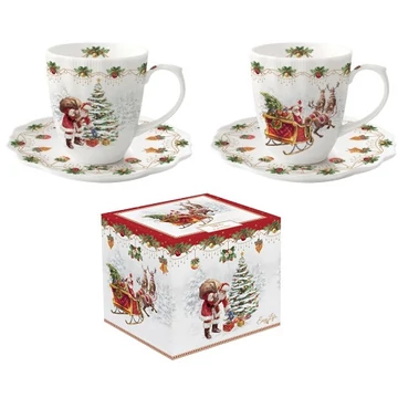 Porcelán eszpresszócsésze+alj 2 személyes, 110ml, dobozban, Nostalgic Christmas , R2S.2782NOCH