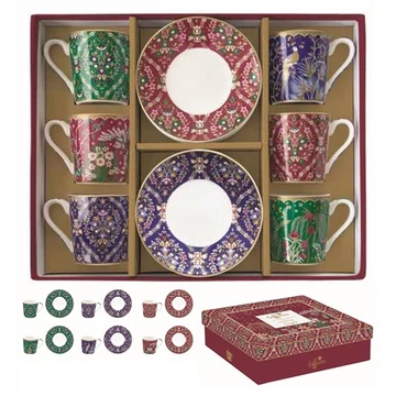 Porcelán eszpresszócsésze+alj 6 személyes, 100ml, dobozban, Coffee Mania, Eclectic Chic, R2S.126ECLE
