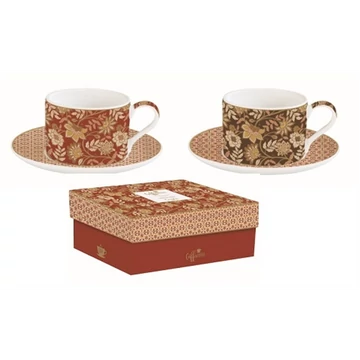 Porceláncsésze+alj 240ml, 2 személyes, dobozban, Coffee Mania, Fleurs Des Reves, R2S.132FREV