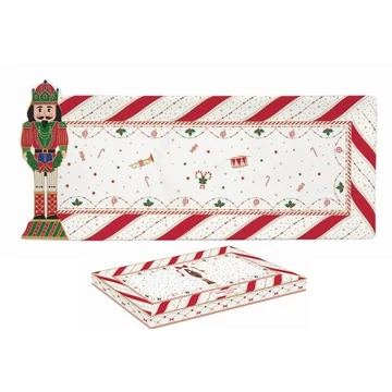 Porcelántálca 36x16cm, diótörő dísszel, dobozban, Nutcracker Twist, R2S.2076NTWI