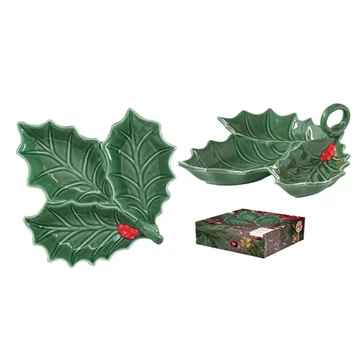 Porcelán kínálótálka 22x20cm, dobozban, Holly & Berries, R2S.2175HOLG