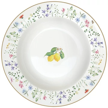 Porcelán mélytányér 21,5cm, Fleurs et Citrons, R2S.943FCIT