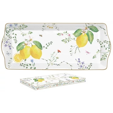 Porcelántálca 35x15cm, dobozban, Fleurs et Citrons, R2S.1109FCIT