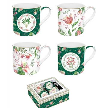 Porcelán bögreszett 4 db-os, 300ml, dobozban, Botanic Chic, R2S.179BOCH
