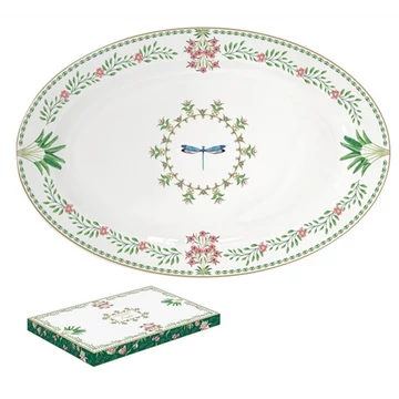 Porcelán ováltálca 35x23,5cm, dobozban, Botanic Chic, R2S.1316BOCH