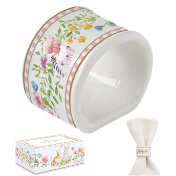 Porcelán szalvétagyűrű 4 db-os szett, 4,5cm, dobozban, Happy Easter, R2S.2098EAST