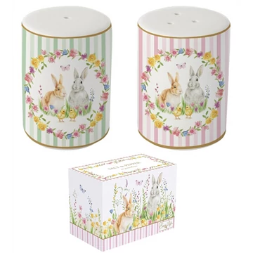 Porcelán só-borsszóró szett, 7cm, dobozban, Happy Easter, R2S.2099EAST