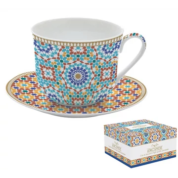 Porcelán reggelizőcsésze+alj, 400ml, dobozban, Marrakech, Atmosphere, R2S.1454MARR