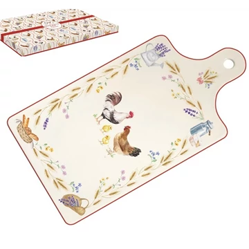 Sajtkínáló porcelánlap 34,5x18cm, dobozban, Country Life, R2S.898CLIF