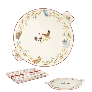 Sajtkínáló porcelántálca 30cm, dobozban, Country Life, R2S.911CLIF