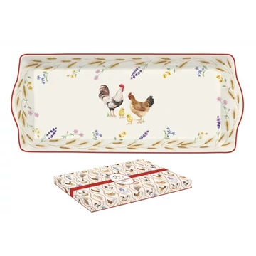 Porcelántálca 35x15cm, dobozban, Country Life, R2S.1109CLIF