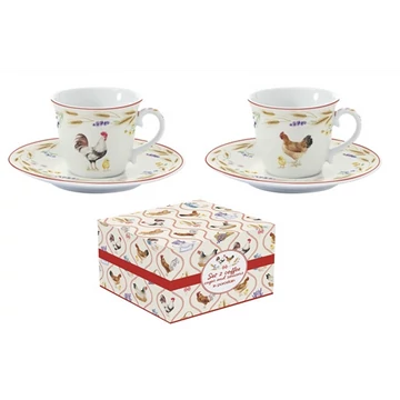 Porcelán eszpresszócsésze+alj 2 személyes, 80ml, dobozban, Country Life, R2S.1175CLIF