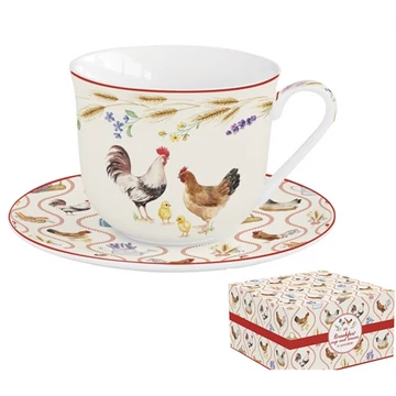 Porcelán reggelizőcsésze+alj 370ml dobozban, Country Life, R2S.1182CLIF