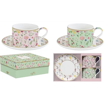 Porceláncsésze+alj 240ml, 2 személyes, dobozban, Coffee Mania, Meadow Flowers, R2S.132MFLO