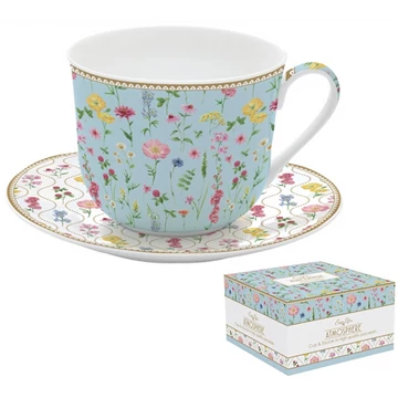 Porcelán reggelizőcsésze+alj, 400ml, dobozban, Meadow Flowers, Atmosphere, R2S.1454MFLO