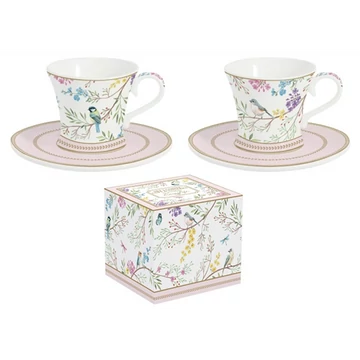 Porcelán eszpresszócsésze+alj 80ml, 2 személyes, dobozban, Birds Melody, R2S.1787BIME