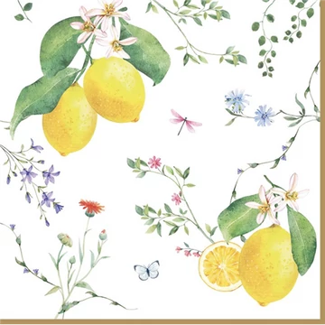 Papírszalvéta 33x33cm, Fleurs et Citrons, 20db-os, R2S.414FCIT