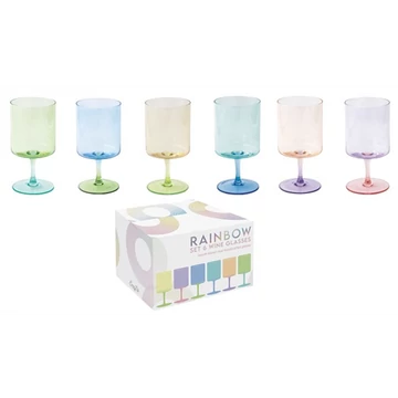 Boros üvegpohárszett 6 db-os, színes, 360ml, dobozban, Rainbow, R2S.4002RAIB