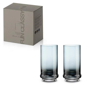 Long Drink pohár színes üvegből, 370ml, 2 db-os szett, Dark Blue, P.M.PM0241DBLU