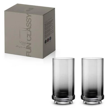 Long Drink pohár színes üvegből, 370ml, 2 db-os szett, Smoke Grey, P.M.PM0241SMGR