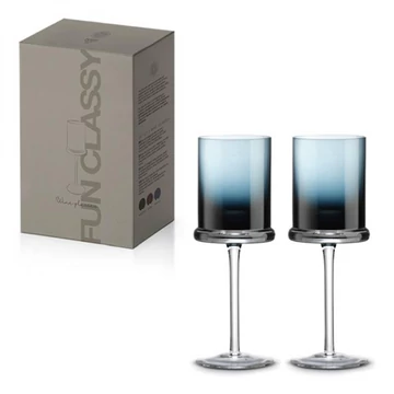 Borospohár színes üvegből, 270ml, 2 db-os szett, Dark Blue, P.M.PM0242DBLU