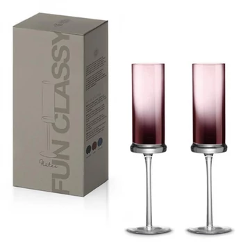 Pezsgőspohár színes üvegből, 190ml, 2 db-os szett, Purple, P.M.PM0243PURP