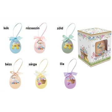 Kerámiatojás függődísz 4,5x6,5cm, dobozban,Spring Bloom			, R2S.2149SPBL