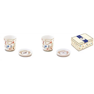 Porcelán eszpresszópohár 90ml alátéttel, 2 személyes szett dobozban, Cheval, P.M.PM0321CHEV