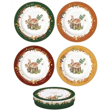 Porcelán desszerttányérszett 4db-os,19cm dobozban, Forest Dream, R2S.924FODR