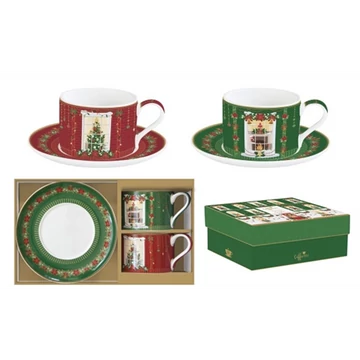 Porceláncsésze+alj 240ml, 2 személyes, dobozban, Coffee Mania, Festive Avenue, R2S.132FEAV