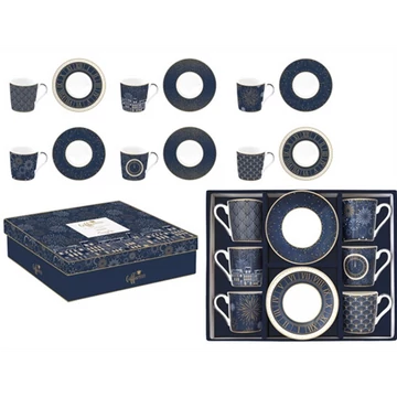 Porcelán eszpresszócsésze+alj 6 személyes, 100ml, dobozban, Midnight, Coffee Mania, R2S.126MIDN