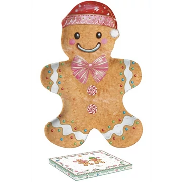 Porcelántálca 17x25cm, mézeskalács figura forma, dobozban, Sweet Christmas, R2S.1470SWEC