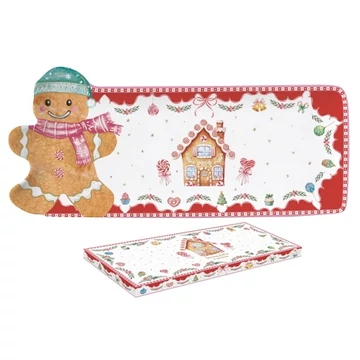 Porcelántálca mézeskalács figurával, 36x16cm, dobozban, Sweet Christmas, R2S.1471SWEC Porcelántálca mézeskalács figurával, 36x16cm, dobozban, Sweet Christmas, R2S.1471SWEC