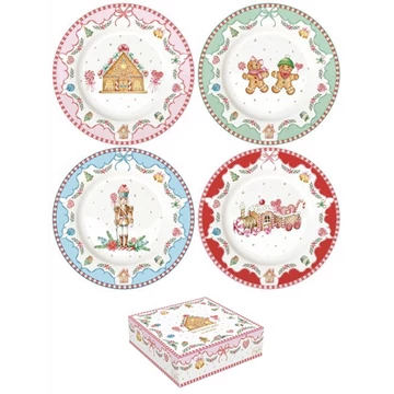 Porcelán desszerttányérszett 4db-os, 19,5cm, dobozban, Sweet Christmas, R2S.3116SWEC Porcelán desszerttányérszett 4db-os, 19,5cm, dobozban, Sweet Christmas, R2S.3116SWEC
