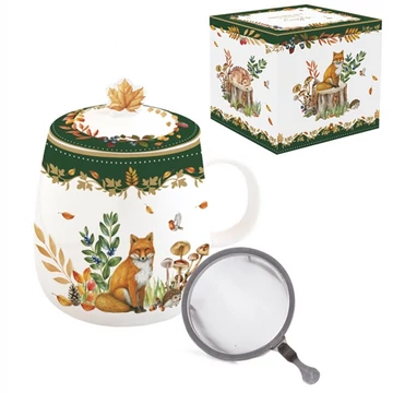 Porcelán szűrősbögre tetővel, 450ml, dobozban, Forest Dream, R2S.1197FODR