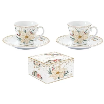 Porcelán eszpresszócsésze+alj 2 személyes, 80ml, dobozban, White Elegance, R2S.1107WHEL Porcelán eszpresszócsésze+alj 2 személyes, 80ml, dobozban, White Elegance, R2S.1107WHEL