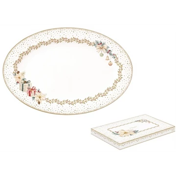 Porcelán ováltálca 35x23,5cm, dobozban, White Elegance, R2S.1116WHEL