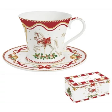 Porcelán teáscsésze+alj, 200ml, dobozban, Christmas Tale, R2S.1796CTAL