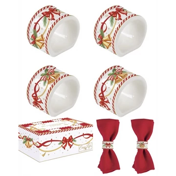 Porcelán szalvétagyűrű 4 db-os szett, 4,5cm, dobozban, Christmas Tale, R2S.2192CTAL Porcelán szalvétagyűrű 4 db-os szett, 4,5cm, dobozban, Christmas Tale, R2S.2192CTAL