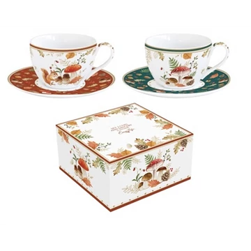 Porcelán teáscsésze+alj 240ml, 2 személyes, dobozban, Autumn Breeze, R2S.922AUBR